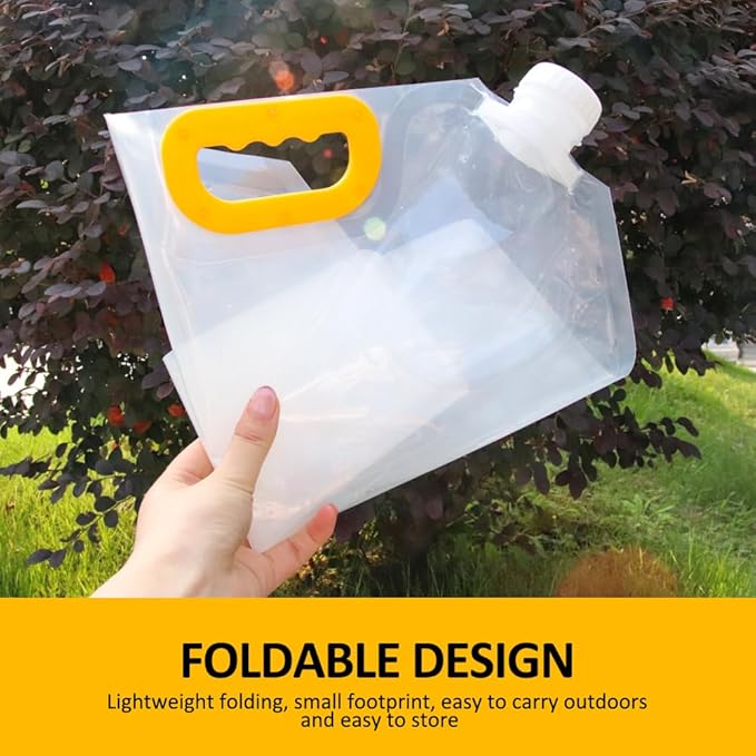 MODUODUO Collapsible Water Jug Container Bag 5pcs Outdoor Folding Water Bag with Handle for Catered Events, Camping, or Hiking (1.3 gal)