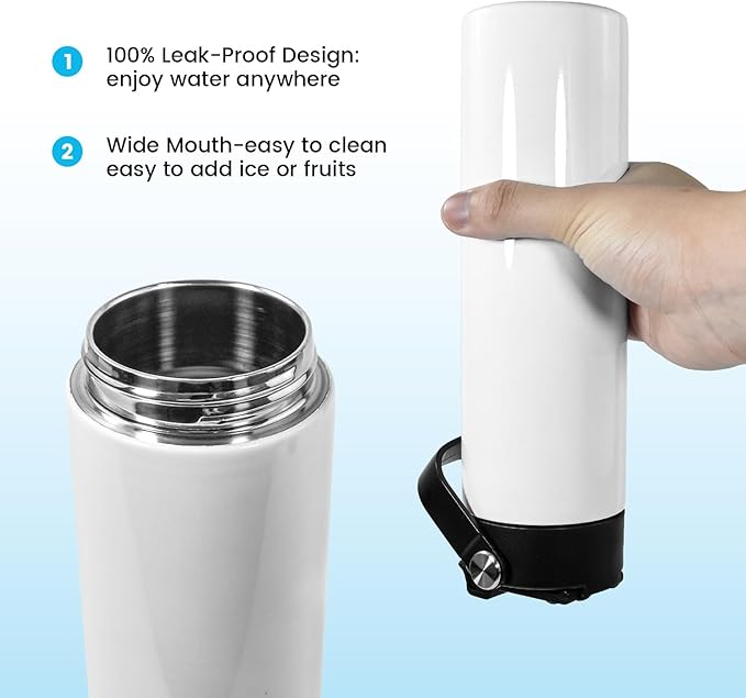 AGH 20oz Sublimation Sports Water Bottle Blanks with Straw & Handle Lid Straight Tumblers Stainless Steel Metal Vacuum Insulated Flask for Glitter Vinyl, Sport Outdoor Travel 8pcs