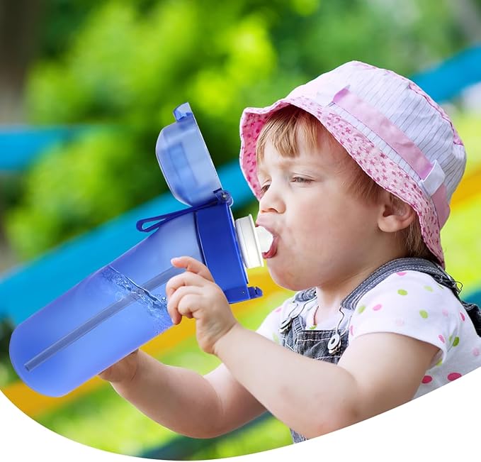 Water Bottle with Flavor Pods 21.9 Oz/650ml Fruit Fragrance Water Bottle Recyclable Sports Air Water Cup Scented Pods for Outdoor (Deep Blue)