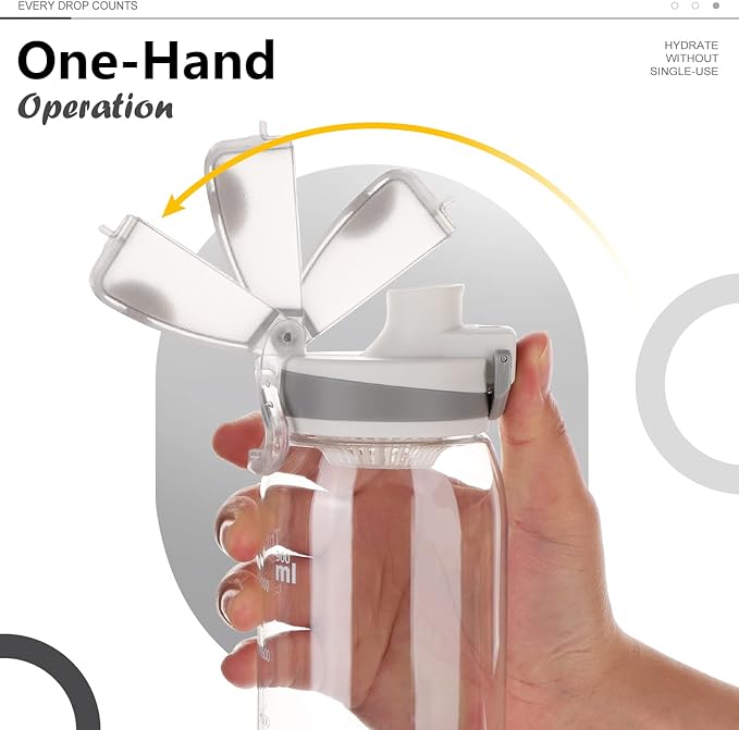 Opard 30oz Sports Water Bottle with Leak Proof Flip Top Lid BPA Free Tritan Reusable Plastic for Gym and Outdoor