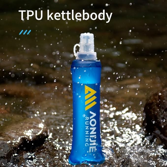 AONIJIE 2Pcs Collapsible Water Bottles, BPA-Free Soft Flask for Hydration Pack Foldable Easy to Carry (2 * 500ml bottle)