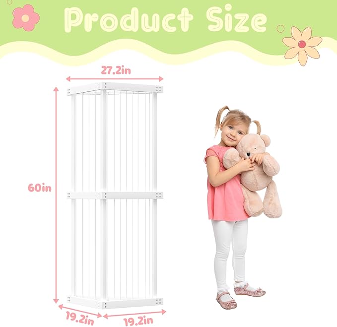 Large Stuffed Animal Storage Wood Zoo Stuffed Animal Holder Kids Toy Organizer Stuffed Animal Organizer, Plush Storage Organizer Shelf with Elastic Band for Birthday Gift