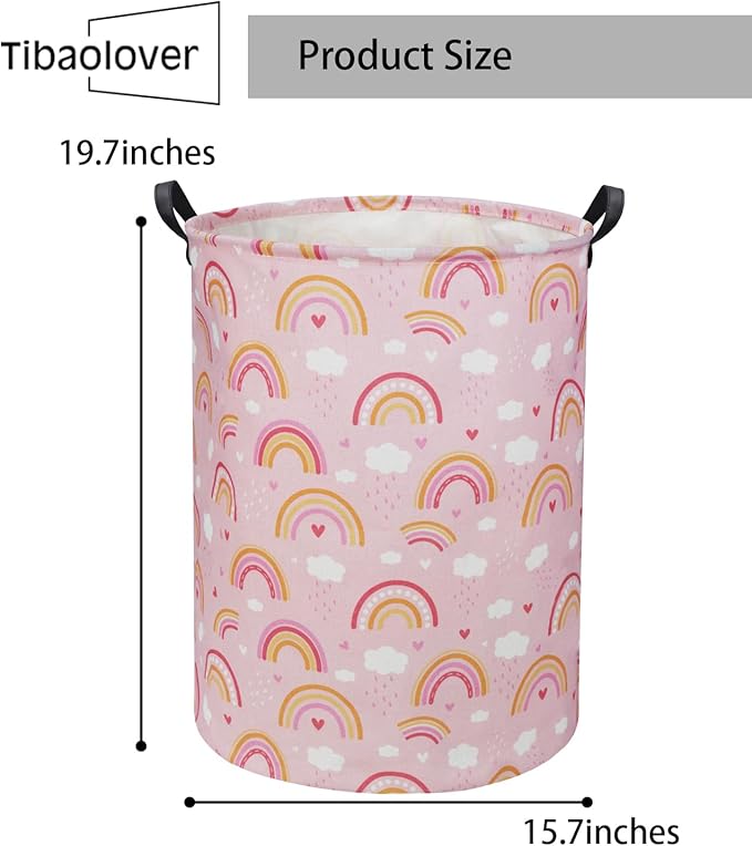 Rainbow Pink Baby Laundry Basket Baby Hamper Kids Hamper Basket Toy Storage Bin for Boys Room Decor Baby Nursery Hamper Gift Baskets for Bedroom Bathroom(Pink Rainbow)