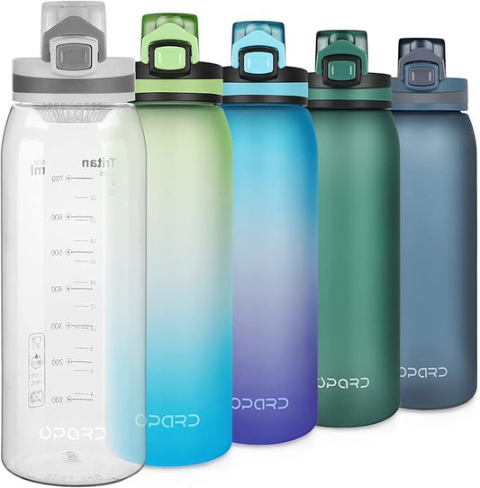Opard 30oz Sports Water Bottle with Leak Proof Flip Top Lid BPA Free Tritan Reusable Plastic for Gym and Outdoor