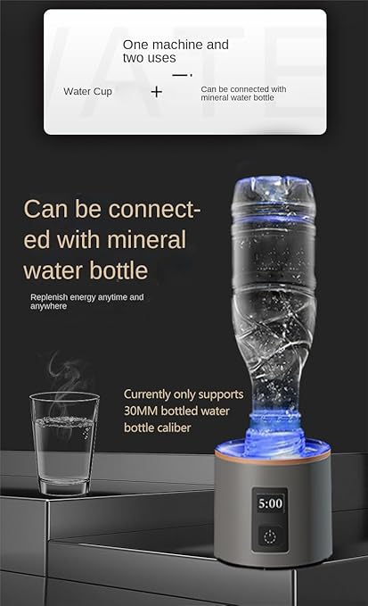 2024 Newest Hydrogen Rich Water Cup Generator Portable Rechargeable Healthy Water Bottle New SPE PEM Technology Water Ionizer with Beautiful LED Indicator Up to 3000 ppb (270ML)