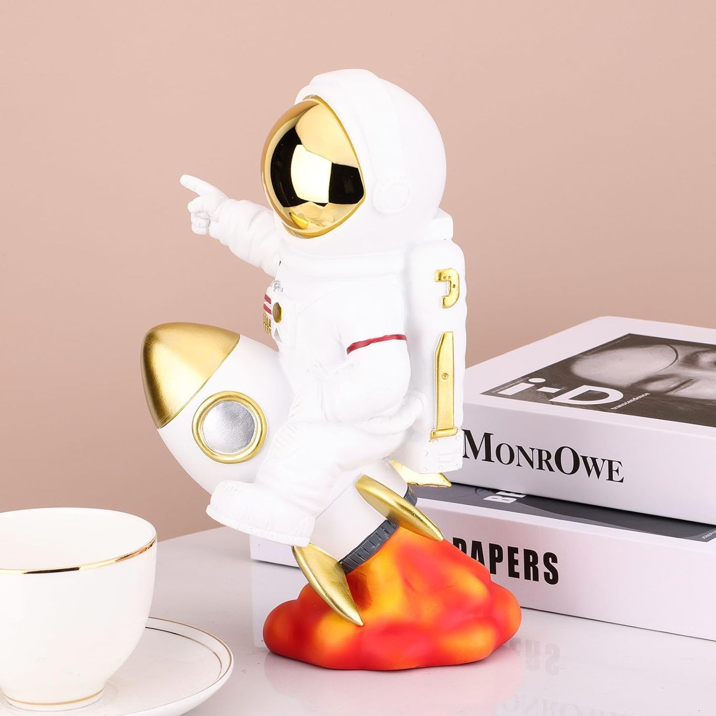 Astronaut Decor,Astronaut Rocket Figurines and Sculptures,Astronaut Figurine Space Themed Bedroom Decor,Desktop Decor,Shelf Decor,Gifts for Space Lovers,the Astronaut Jin Figurines,Space Decor Gifts