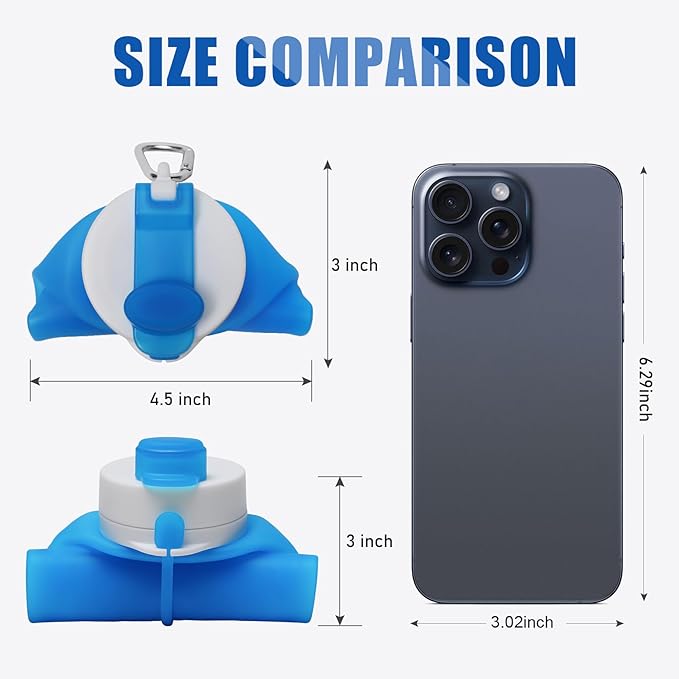Opard Collapsible Water Bottles 19 Oz - BPA Free, Leak Proof, Foldable Silicone Collapse Bottle, Easy to Compact and Expandable, Travel Essentials Accessories
