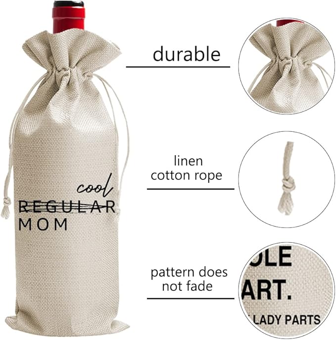Mothers Day Wine Bag New Mom Gift - Gift from Daughter Son - Funny Wine Bag - Mothers Day Wine Bag- Cool MOM - Funny Gift for Mom - I'm not a Regular mom, I'm a Cool mom (DL084)