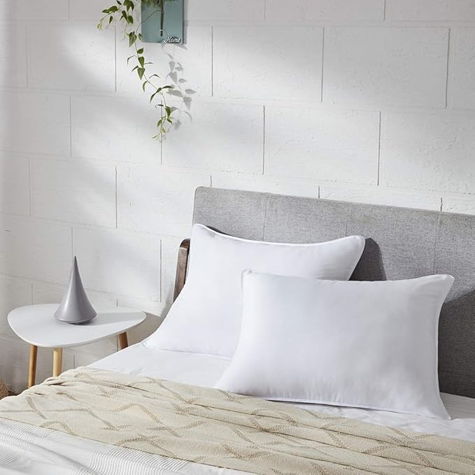 Down Alternative Bed Pillow Shams Insert for Sleeping, King Size 20 x 36 in Set of 2, Support Firm Luxury Dorm Pillows for Side Back Neck Pain Sleeper, 2 Pack