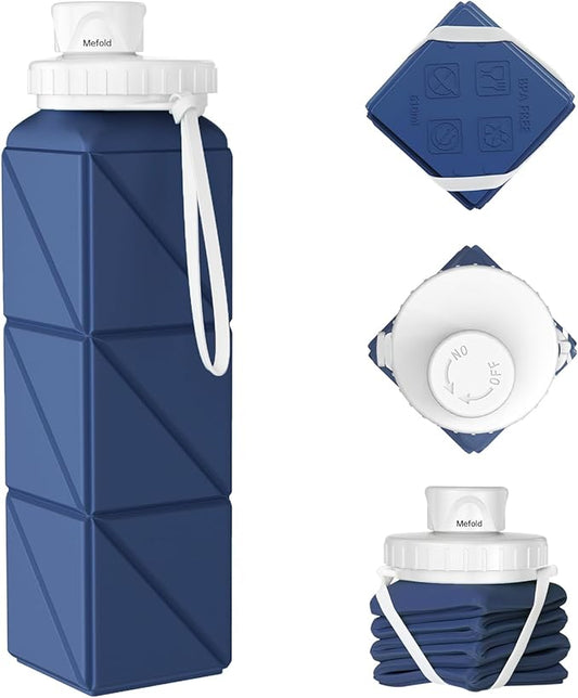 Collapsible Water Bottles,Leakproof Lid Reusable BPA-Free Silicone Foldable Travel Water Bottle,Portable Bottle 610ml for Travel,Cycling,Gym,Hiking,Biking,Camping,Sports -Lightweight,Wide Mouth