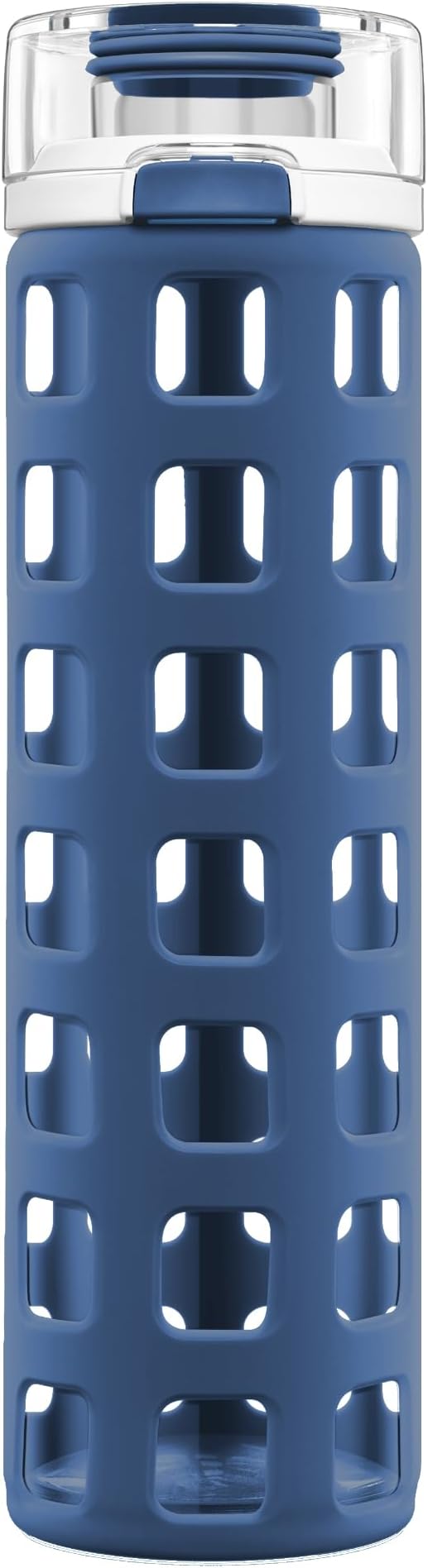 Ello Syndicate Glass Water Bottle with One-Touch Flip Lid and Protective Silicone Sleeve and Carry Loop, BPA Free, Dishwasher Safe,20oz