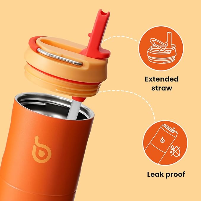 BOTTLE BOTTLE Insulated Water Bottle 24oz with Straw Lid and Handle for Sports Travel Gym Stainless Steel Water Bottles Double-Wall Vacuum Metal Thermos Bottles Leak Proof BPA-Free
