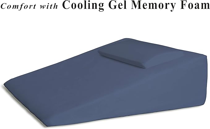 InteVision Extra Large Bed Wedge Pillow (33 x 30.5 x 7.5 inch) and Headrest Pillow in One Package - Help Relief from Acid Reflux, Post Surgery, Snoring - Egyptian Cotton Cover - 2 inch Memory Foam Top