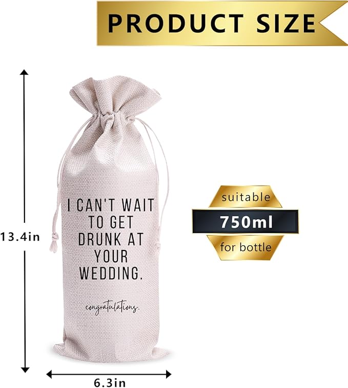 I Can't Wait To Get Drunk At Your Wedding Mr and Mrs Wedding Gift Engagement Gift Bag For Couples bride/him/her Newly Engaged Gift Wine Tote Bridal Shower Gift