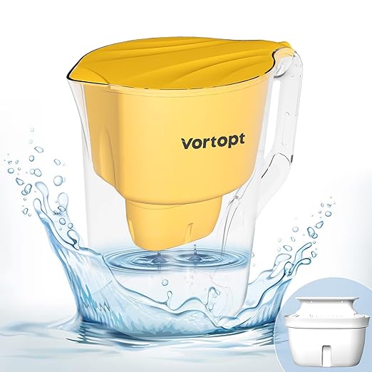 Water Filter Pitcher - 15-Cup Water Purifier Pitcher for Improved Tap Water Taste, Reduces Chlorine and Lead, 3 Months Lifetime, BPA Free,L1-Yellow(1 Filter Included)
