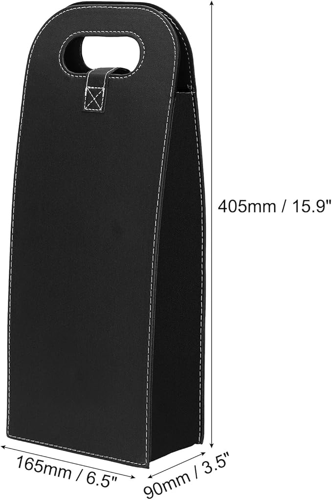 PATIKIL 2 Bottle Wine Gift Bag, Wine Bag Reusable Leather Wine Tote Carrier for Wine Bottles Portable Champagne Gift Bags for Picnic Party Wedding, Black-1