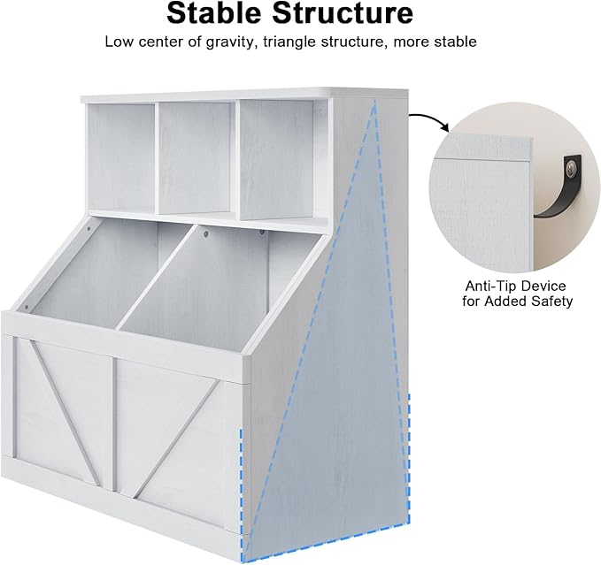 Kids Bookshelf and Toy Storage, Kids Toy Storage Organizer, Toy Storage Cabinet with Toy Shelf, Toddler Bookshelf Toy Organizer and Storage Bins for Playroom, Bedroom, Nursery, Classroom, Daycare