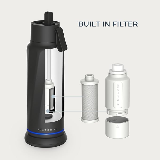 PureSip Vita Smart Water Bottle: BPA-Free Insulated Stainless Steel Bottle, Bluetooth Intake Smart Tracker & Reminder to Drink with Filter & Straw, Ideal Gift for Dad (18 oz)
