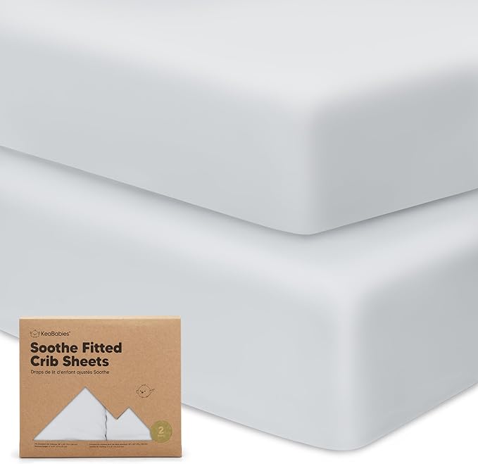 2-Pack Organic Crib Sheets for Boys, Girls - Jersey Fitted Crib Sheet, Baby Crib Sheets Neutral, Crib Mattress Sheet, Cotton Crib Sheets, Breathable Crib Sheet, Baby Mattress Sheets (Hazy Blue)