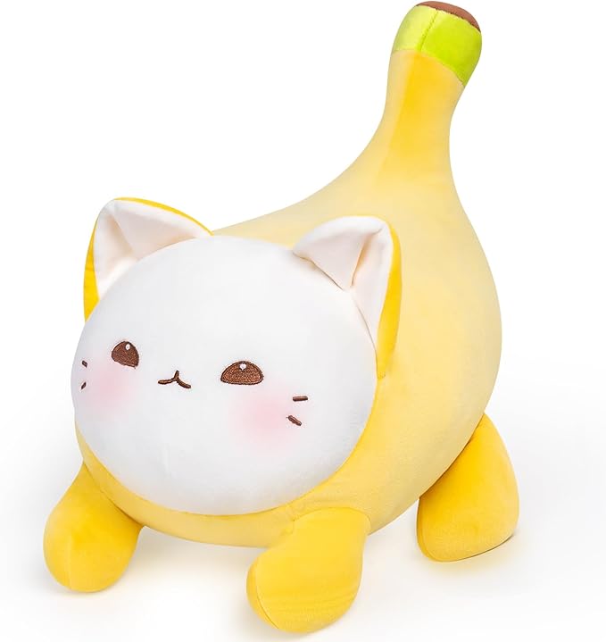 Stuffed Animal Plushie Toy, Cute Cat Plush Stuffed Pillow, Banana Cat Stuffy Toy Plush Pillow Birthday Toy for Kids & Adults