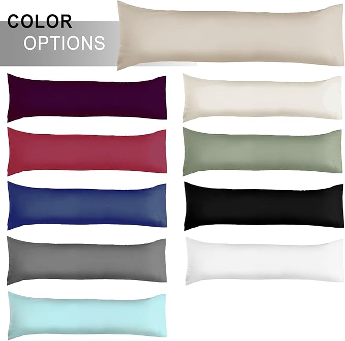 Soft Body Pillow Covers Pillowcases 60 x 21 Inch, WINKAURA Long Pillow Cover for Bed Fits 54x20 Pillow, Envelope Closure, Stylish Wrinkle and Stain Resistant,Khaki