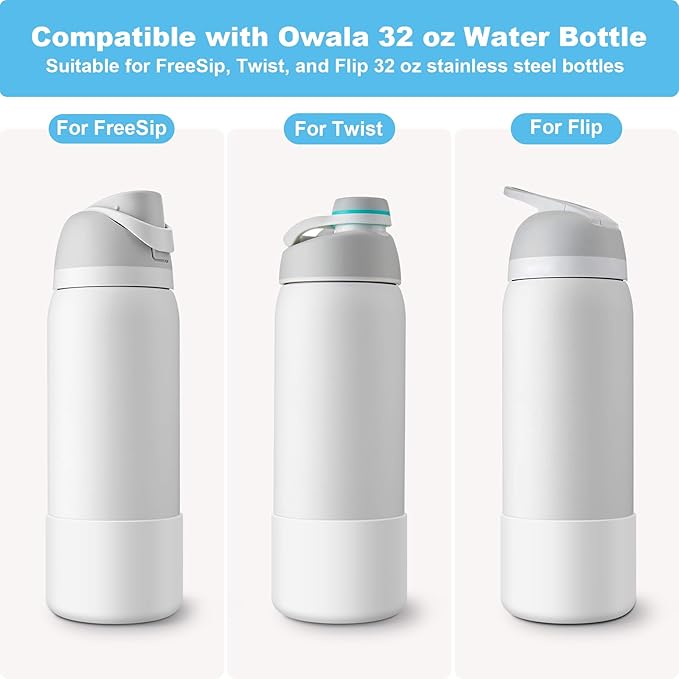 2PCS Silicone Water Bottle Boot for Owala 24oz 32oz 40oz, Anti-Slip Protective Sleeve Bottom Bumper Protector for FreeSip, Twist, and Flip Stainless Steel Water Bottles