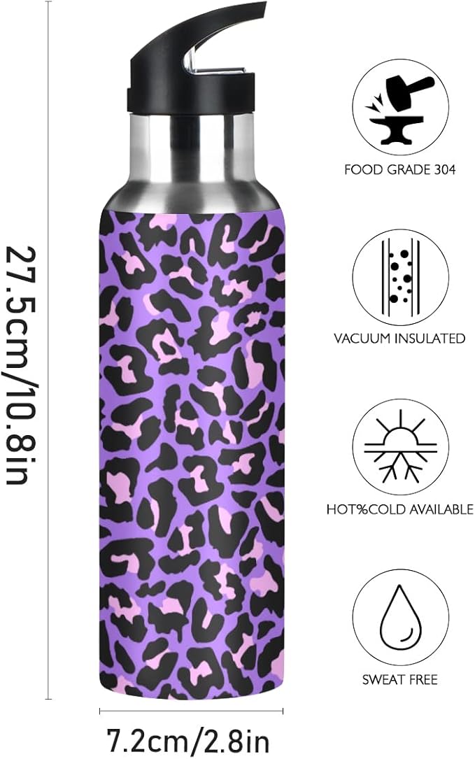 MNSRUU Insulated Water Bottle with Straw, Rainbow and Unicorns Stainless Steel Flasks for Sports Cycling Hiking School