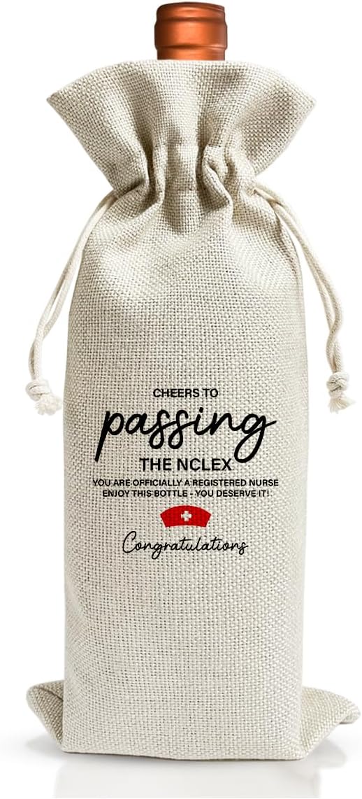 Passing The Nclex Gift Wine Bag, Funny Nurse Graduation Party Decoration Favors, Nurse Day Week Gift Bag For Her Women Coworker Nurse Practitioner, Funny Nurse Appreciation Gift