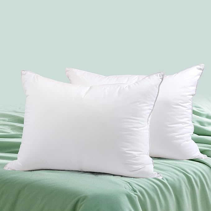 Goose Feather Down Pillows King Size Set of 2 - Luxury Soft Feather Down Pillow for Sleeping - Hotel Quality Bed Pillows - Wrapped in Polyester (Solid White, 20x36 Inches)