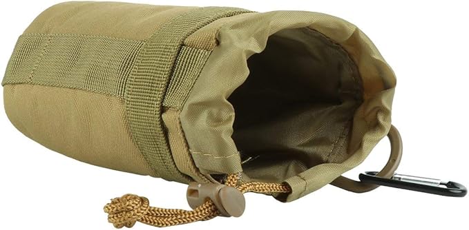 IronSeals Adjustable Tactical Water Bottle Pouch Foldable MOLLE Water Bottle Holder Drawstring Open Top Travel Water Bottle Bag