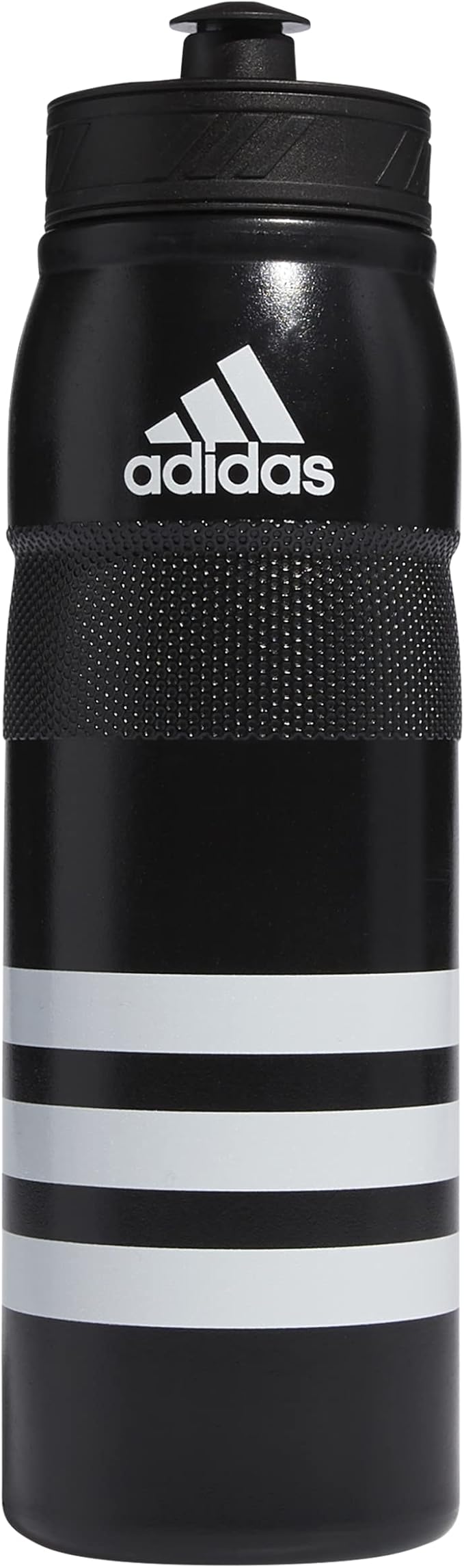 adidas unisex adult 750 Ml (28 Oz) Stadium Refillable Plastic sports water bottles, Black/White, One Size US