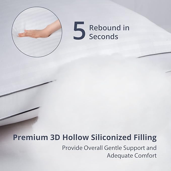 Deodar Bed Pillows for Sleeping 2 Pack Fluffy Down Alternative Hotel Pillows for Side and Back Sleepers Soft Gusseted Pillow King Size Set of 2, White, 20x36