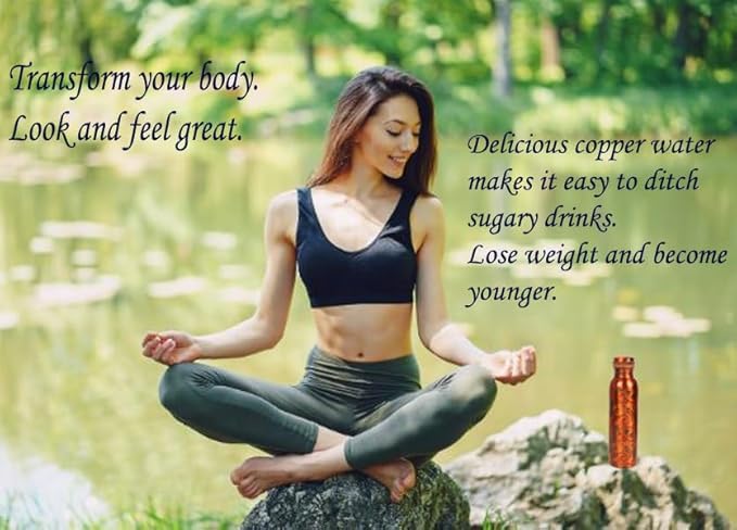 Pure Copper Water Bottle -Handcrafted -Ayurveda Health Benefits -Large 35 oz - Leak proof - Easy to carry for Sports, Fitness, Yoga, School - Textured Paisley Floral.