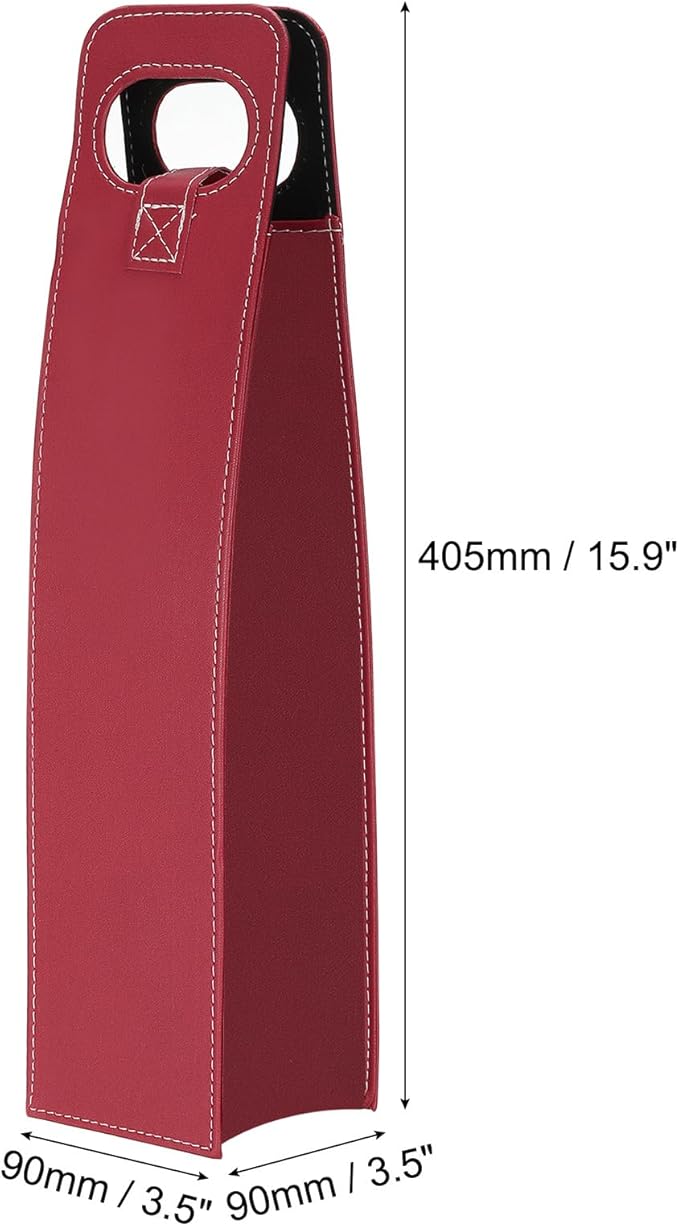 PATIKIL Wine Gift Bag, Wine Bag Reusable Leather Wine Tote Carrier for Wine Bottles Portable Champagne Gift Bags for Picnic Party Wedding, Red