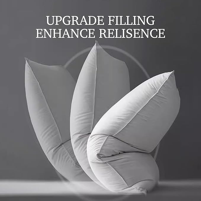 Hotel Grand Luxury White Goose Feather Down Pillow Medium Firm Hypoallergenic Bed Pillow King Size Upgrade Hotel Collection Fluffy Pillow for Sleeping, 36"x20",1 Pack