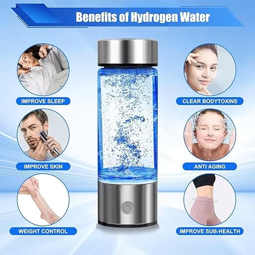 Hydrogen Water Bottle, Portable Rechargeable Hydrogen Water Bottle, Silver