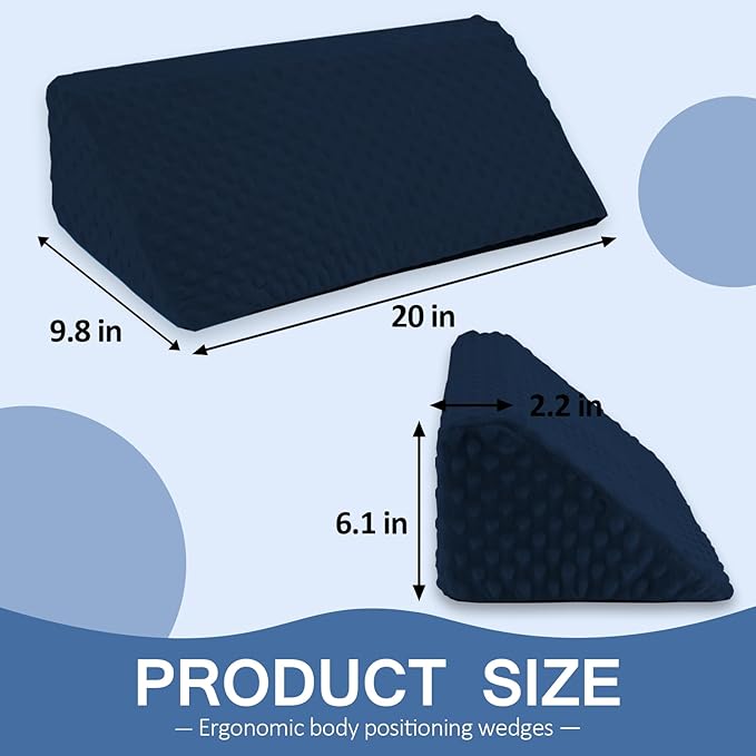 Wedge Pillow for Side Sleeping, Body Positioning Foam Wedge Pillow, Side Wedge Pillow for Sleeping Non-Slip Back Positioning Pillow for Bed Sore Wedge (Dark Blue)