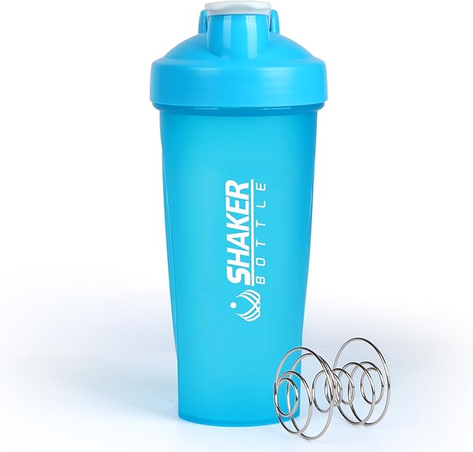 Shaker Bottle,600ml Classical Protein Shaker Cup with Mixing Ball for Smooth blending, Leak-Proof GYM Workout Water Bottles for protein& Smoothie Shake，Bpa Free (20oz / Blue)