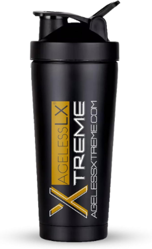 Sports & Gym Stainless Steel Water Bottle with Lid, Double Walled, Holds 25 oz, Black