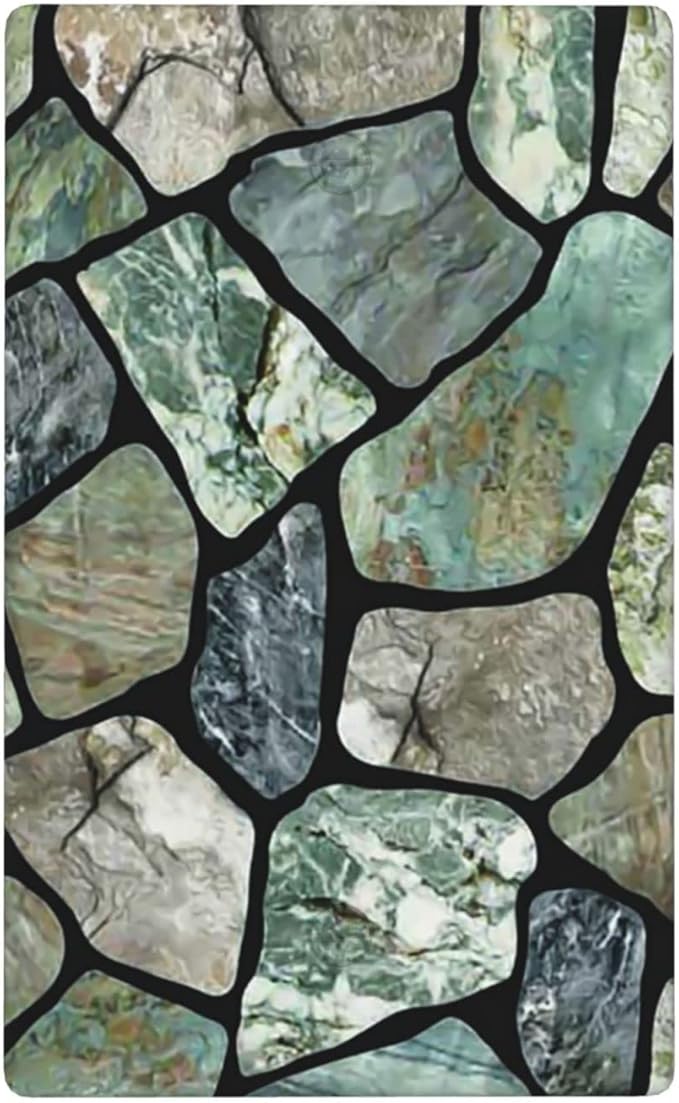 Green Stone Texture Single Blank Switch Wall Plate Cover Outlets Decorative 1-Gang for Electrical Room Bathroom Bedroom Home Kitchen One Receptacle Polycarbonate Power Gear 4.5" x 2.76"