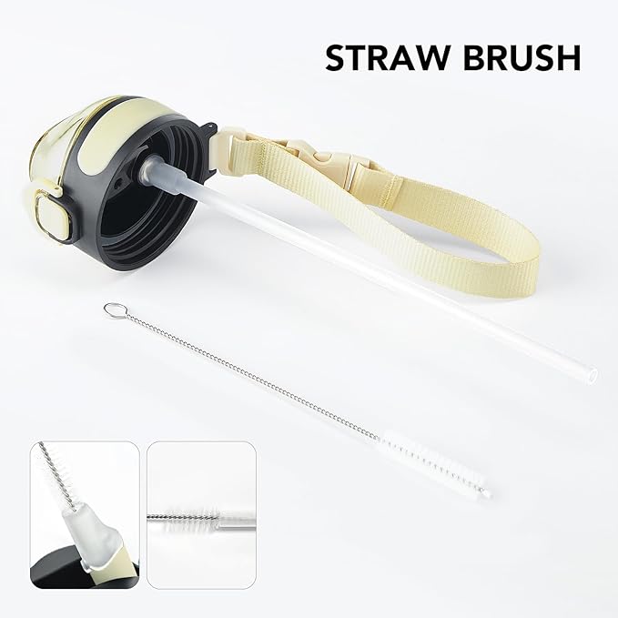 Enerbone Insulated Water Bottle, 32 oz Stainless Steel Water Bottles with Carrying Strap, Double-Wall Vacuum Insulation Thermos, Leakproof Sports Bottle with Straw, Keep Drinks Hot or Cold for Hours