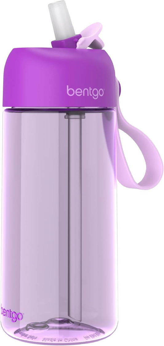 Bentgo Kids Water Bottle - Leak-Proof, Durable Tritan™, BPA-Free 15 oz. Cup for Kids/Toddlers Ages 3+ - Flip-Up Straw & Dishwasher Safe for School, Sports, Daycare & Camp (Purple)