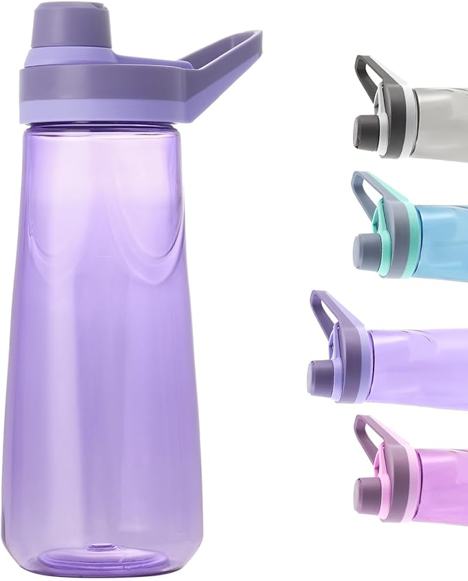 Kerilyn 32oz Water Bottle, Wide Mouth Plastic Water Bottles Chug Lid Sports Water Bottle, Reusable Water Bottle With Handle, Leak-Proof Clear Water Bottle for Travel, Fitness, Men, Women, Purple