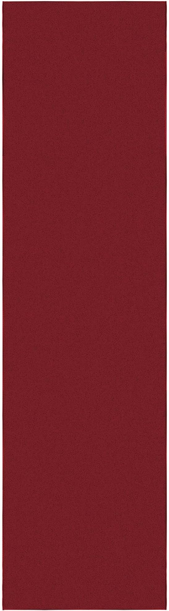 Machine Washable Modern Solid Design Non-Slip Rubberback 3x10 Traditional Runner Rug for Hallway, Kitchen, Bedroom, Living Room, 2'7" x 9'10", Red