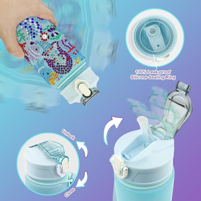 Decorate Your Own Water Bottle Kits for Girls, Water Bottle for Girls, Birthday Gifts for Girls Water Bottle, Arts and Crafts for Girls, Mermaid Arts and Crafts Gifts Toys for Girls Christmas