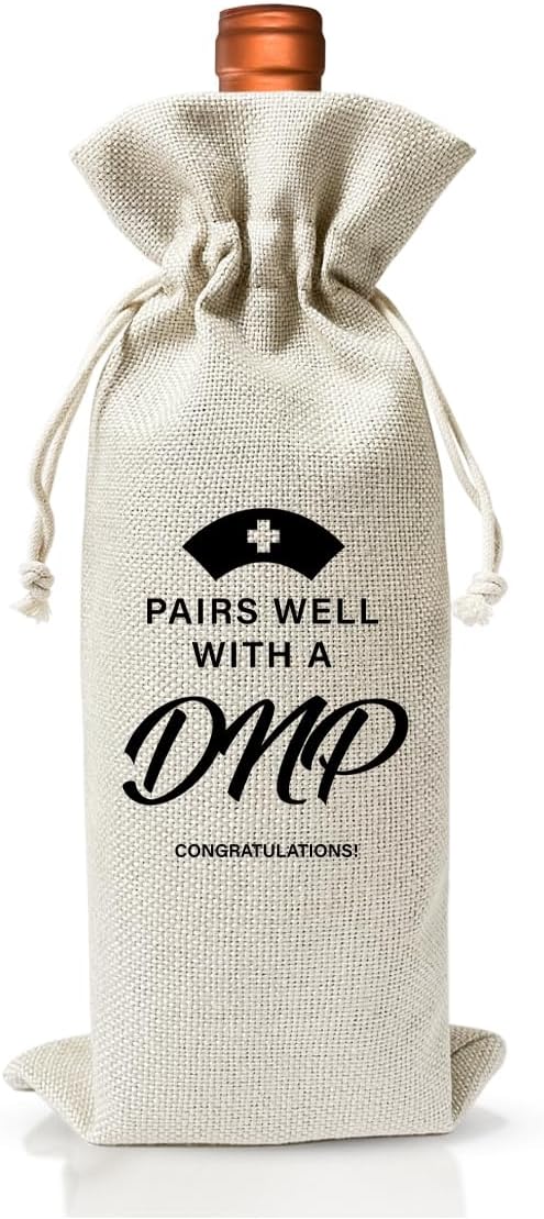 DNP Degree Gift Wine Bag, Nurse Day Nurse Week Gift, Med School Graduation Party Gift For Doctor Nurse, Nursing School Graduation Party Decoration, Cool Gift for Nurse, Reusable Burlap Wine Bag