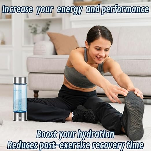 Hydrogen Water Bottle Generator - Up to 1800ppb Hydrogen Concentration - Rechargeable - Hydrogen Water Ionizer Machine with Gift Box, Silver