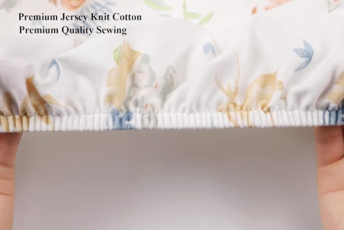 Bassinet Sheets Compatible with Halo Bassinest Swivel, Flex, Glide, Premiere & Luxe Series Sleeper Mattress, 2 Pack, 100% Jersey Knit Cotton 190GSM, Ultra Soft Breathable, Fox Deer and Elephant