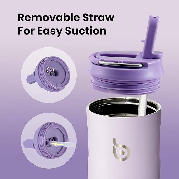 BOTTLE BOTTLE Insulated Water Bottle 24oz with Straw Lid and Handle for Sports Travel Gym Stainless Steel Water Bottles Double-Wall Vacuum Metal Thermos Bottles Leak Proof BPA-Free