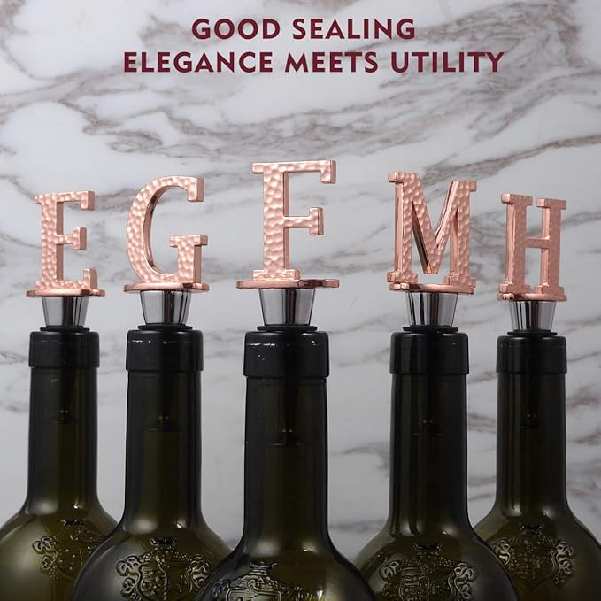 Miicol Wine Stopper, Prosecco Stopper, Wine Bottle Stopper, Personalised Champagne Stopper, Rose Gold Wine Accessories, Wine Lovers Gift, Monogram Gift, Letter F